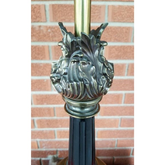 Stiffel Greek Key Brass Table Lamp With Large Flame Top - Picture 5 of 6